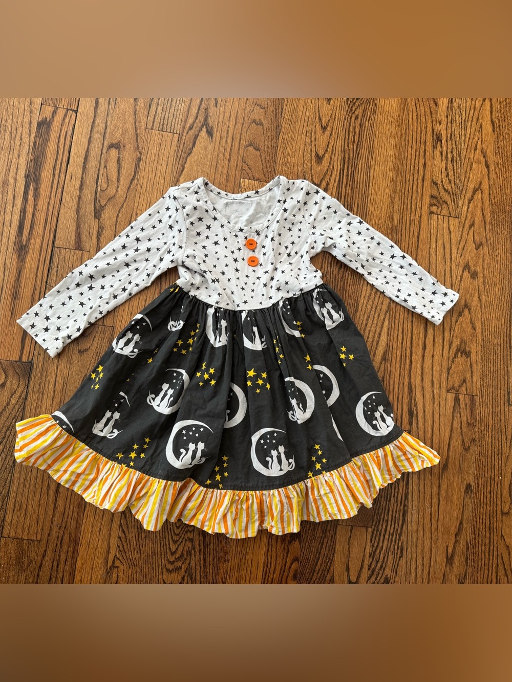 ELEANOR ROSE Boutique Halloween Ruffle Dress Cats Moons Stars Girls 4 5